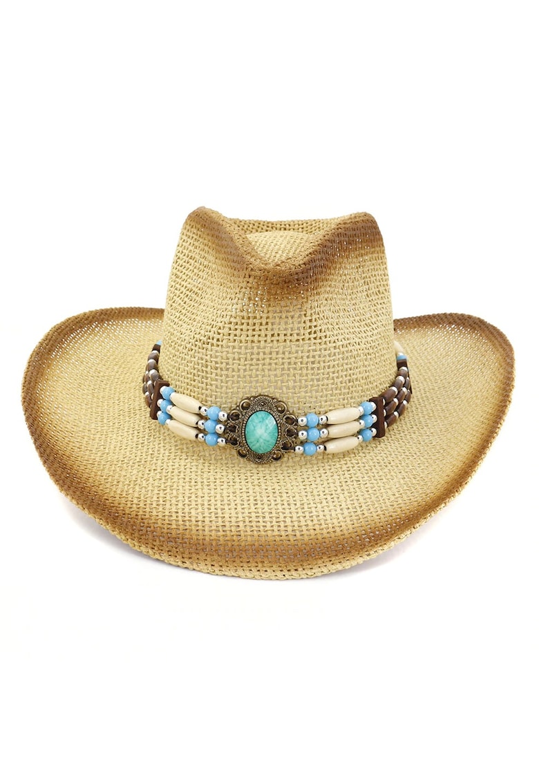 Palarie dama - stil cowboy - bej - din paie - Lavinia -