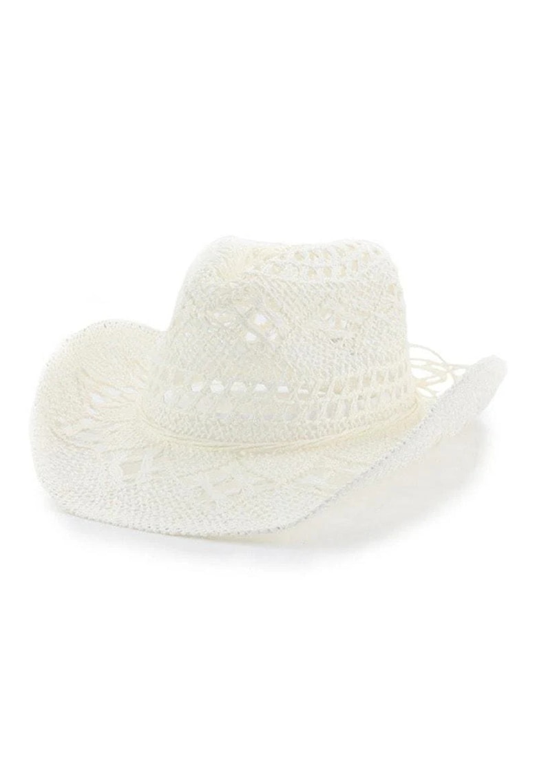 Palarie dama - alba - stil cowboy - de vara - Celia - Alb