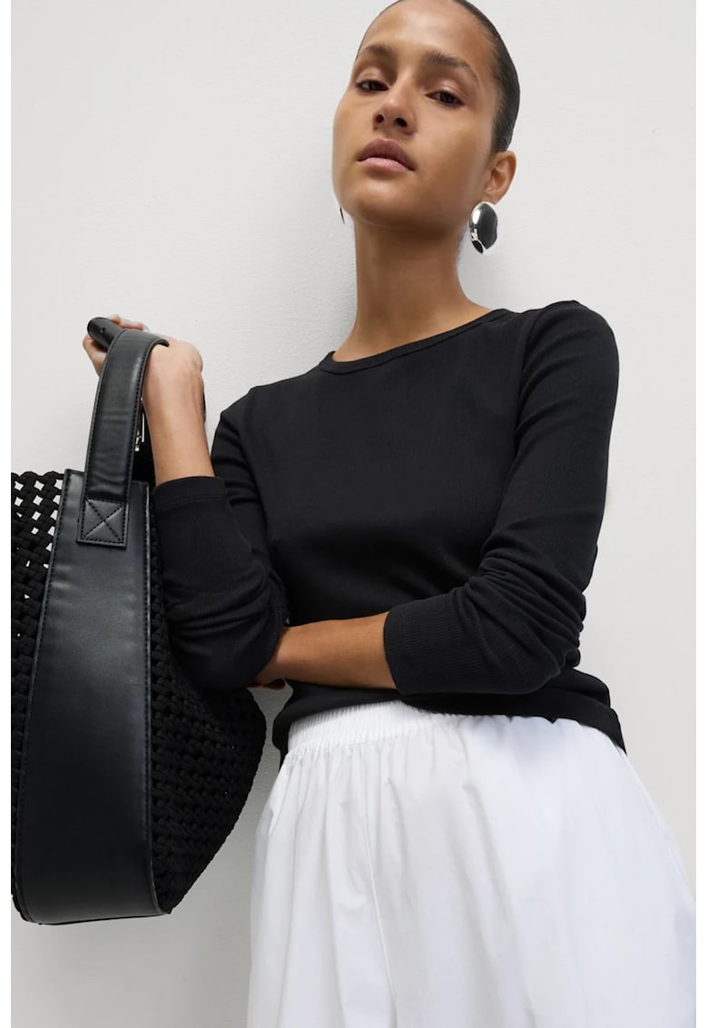 Oferte la Bluza slim fit din amestec de bumbac - Negru