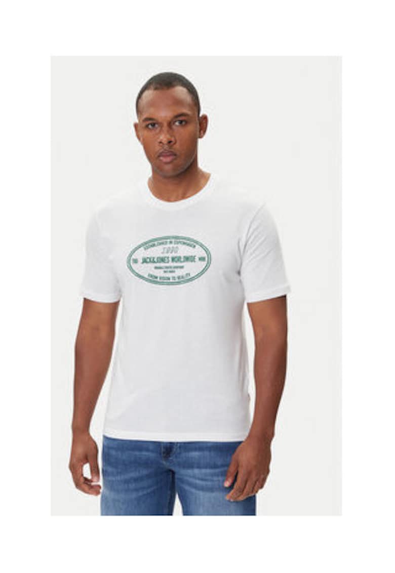 Tricou barbati - Jack Jones - alb - 100% bumbac -