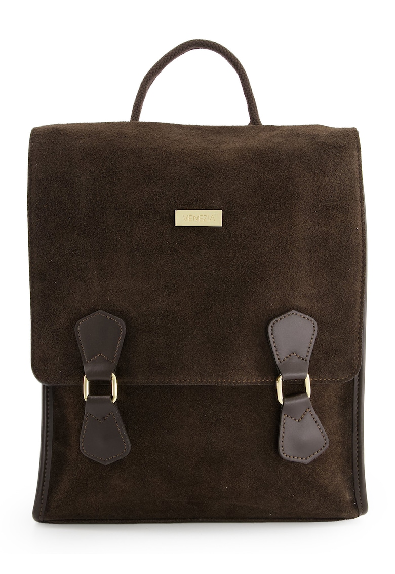 Oferte la Rucsac dama -  piele intoarsa - maro - 33x29x9cm