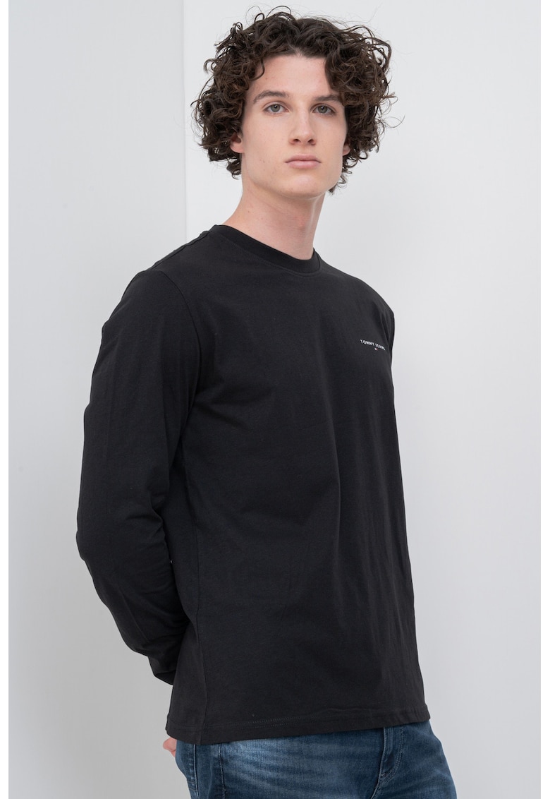Oferte la Bluza slim fit cu decolteu la baza gatului - Negru
