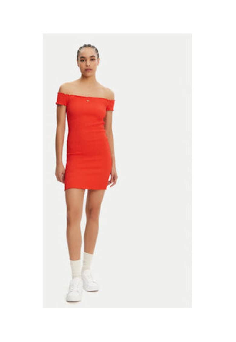 Rochie de vara -  portocalie - 90% bumbac - 8% poliester - 2% elastan