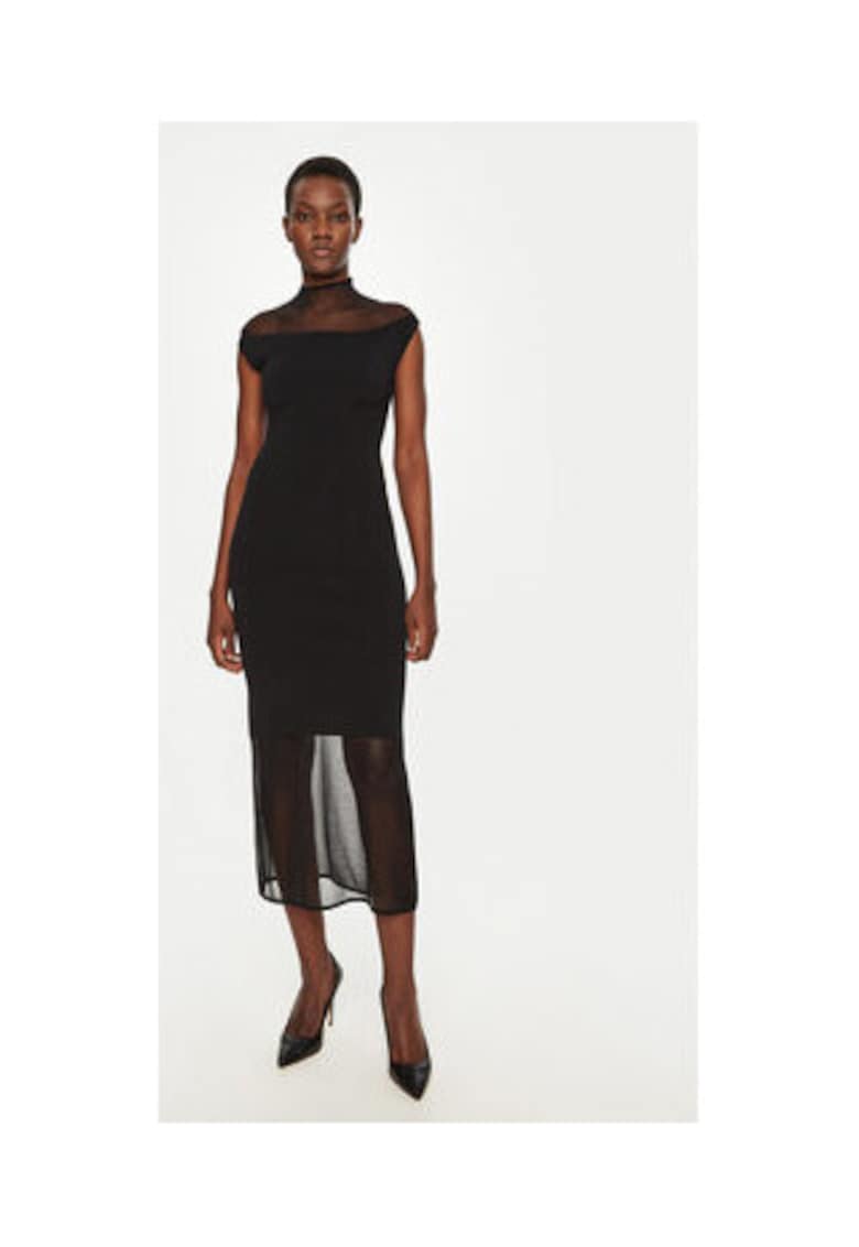 Rochie de zi -  neagra - 63% viscoza - 37% nailon -