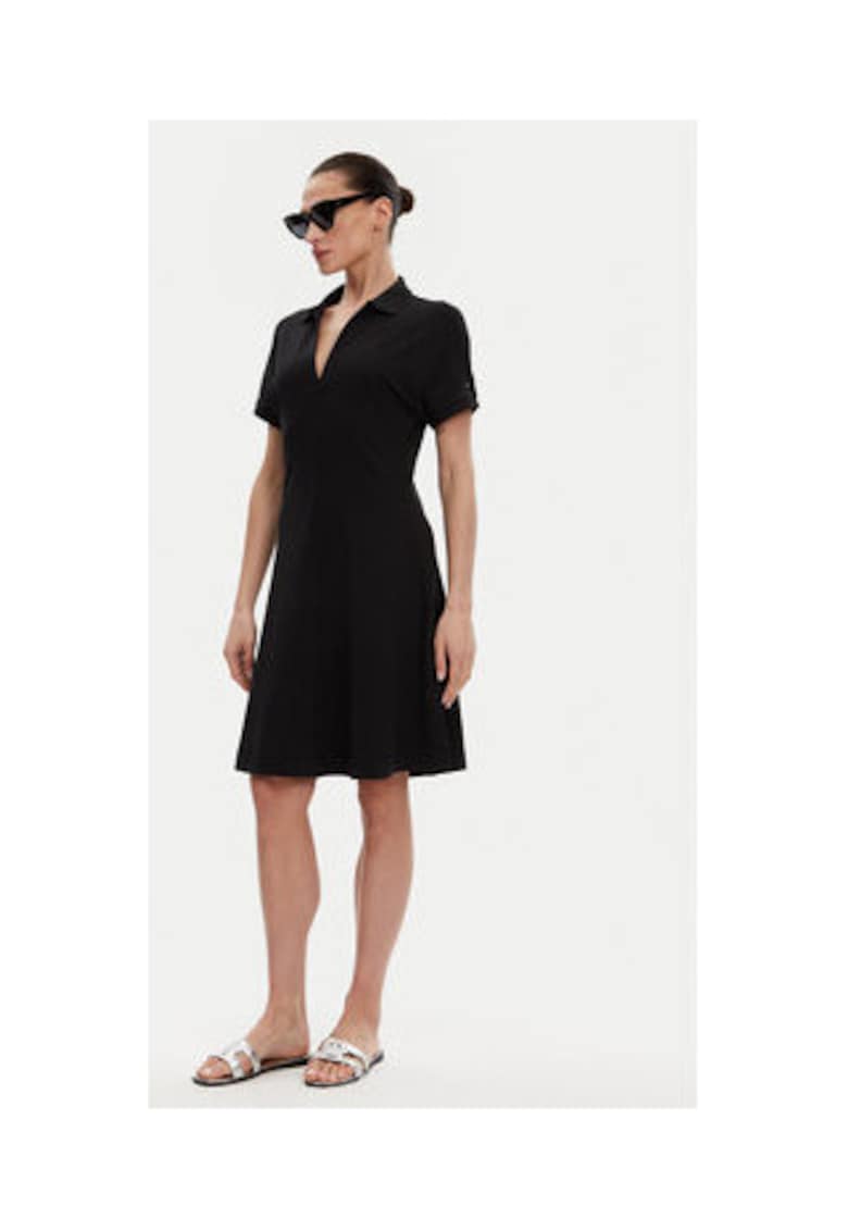 Rochie casual -  neagra - 65% lyocell - 32% bumbac -
