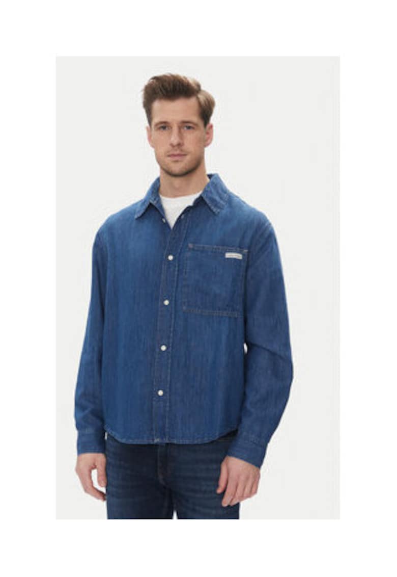 Camasa barbati -  bleumarin - bumbac/bumbac reciclat/linen/lyocell -