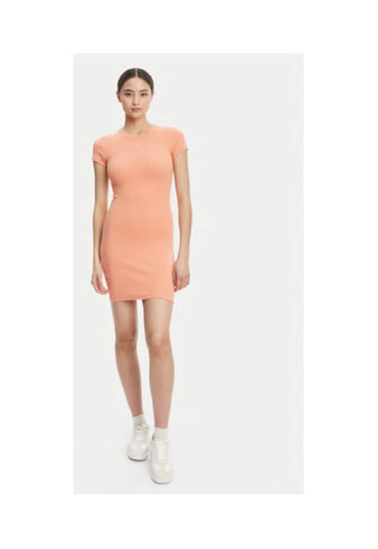 Rochie casual Dama -  coral - 93% bumbac - 7% elastan -