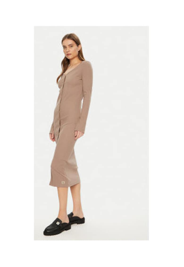 Rochie casual Dama -  bej - 94% bumbac - 6% elastan -