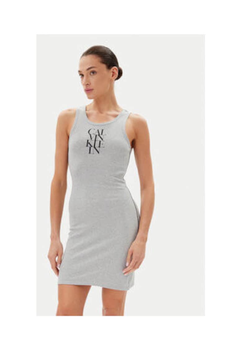 Rochie casual Dama -  Gri - bumbac-elastan -