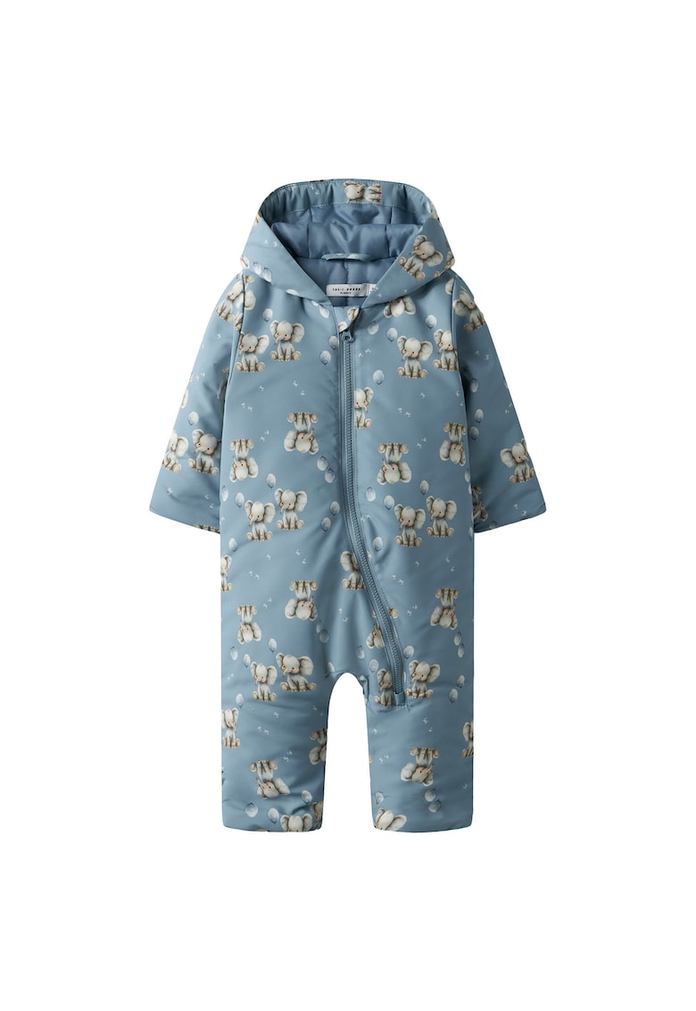 Salopeta pentru copii -  unisex - poliester - model cu elefanti - albastru