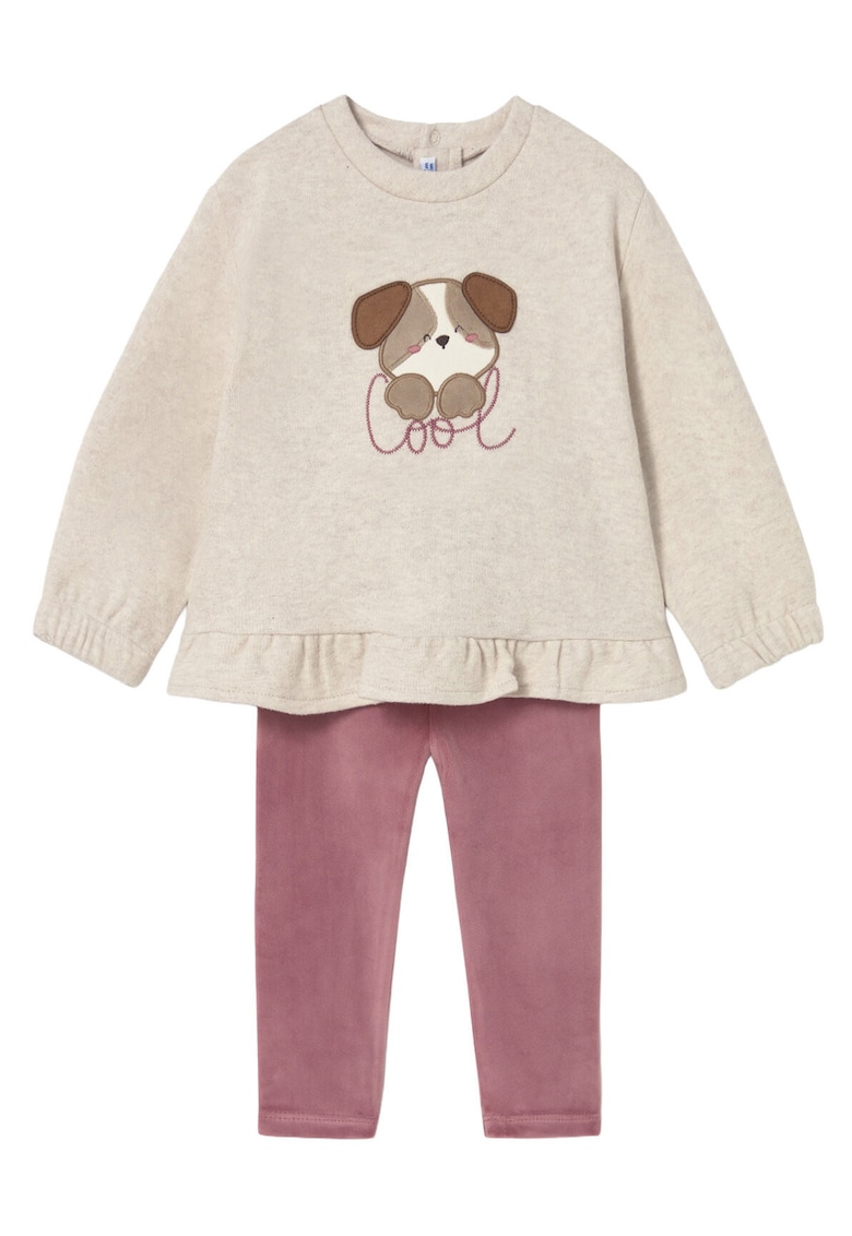 Set bluza si colanti Fetite -  Bej - Roz - bumbac/poliester - 2 ani