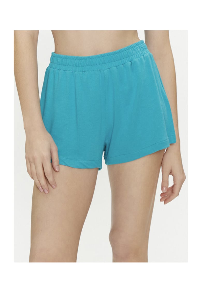 Pantaloni scurti din material textil pentru femei -  Swimwear - Albastru - 83% viscoza - 17% poliester -