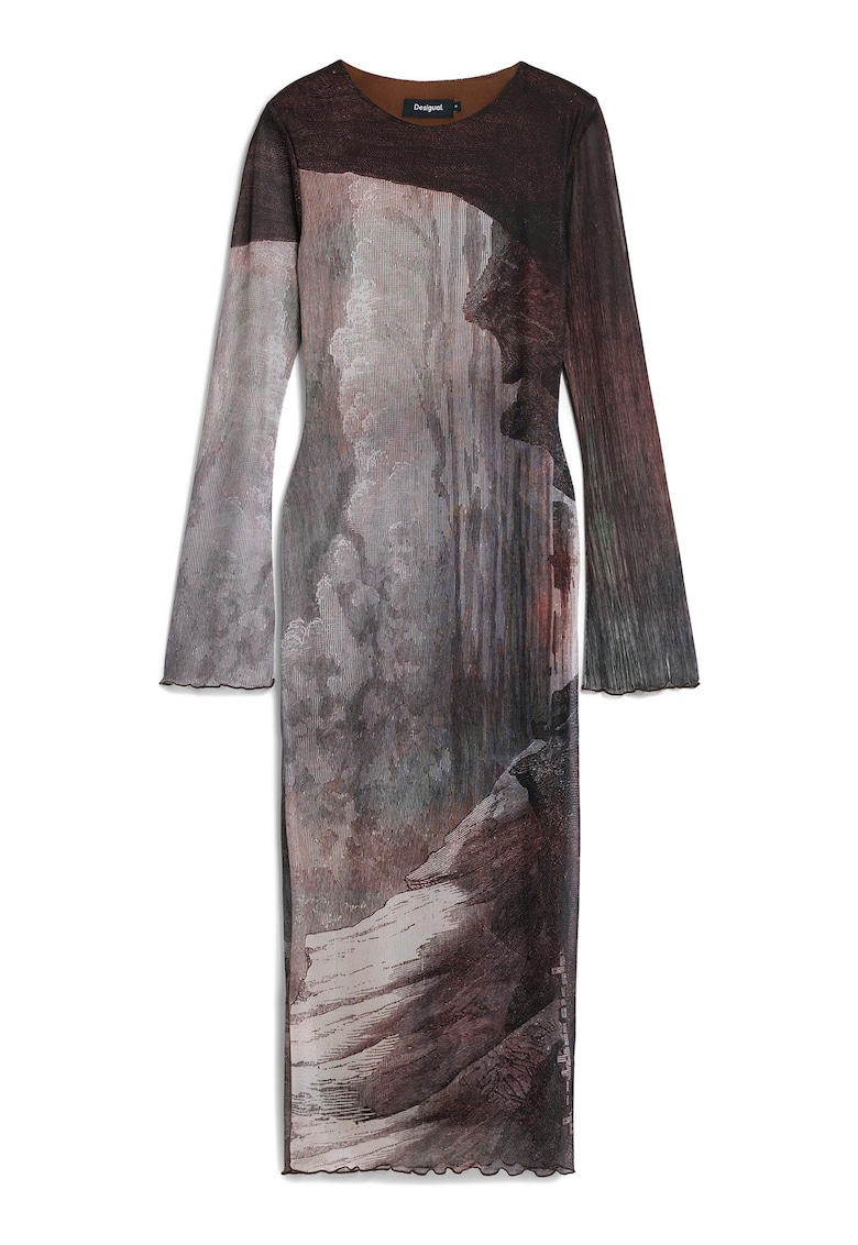 Rochie casual Dama -  maro - gri - 94% poliester - 6% elastan