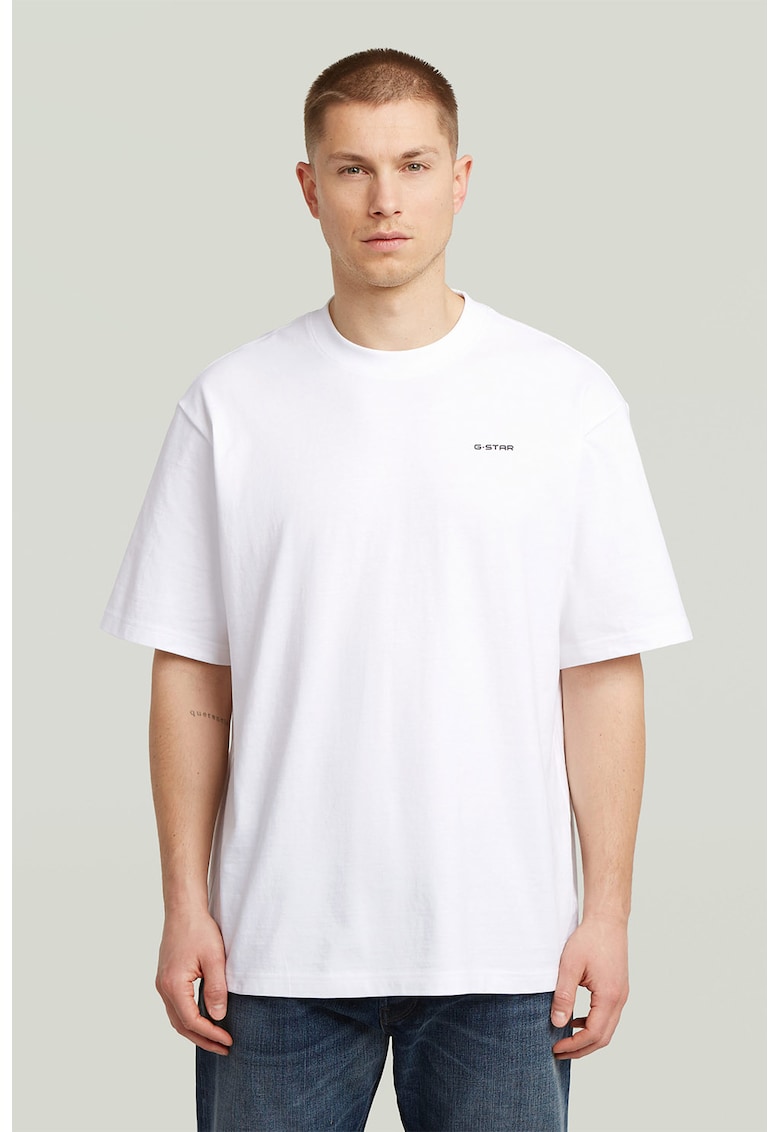 Tricou din amestec de bumbac organic cu logo discret pe piept - Alb optic