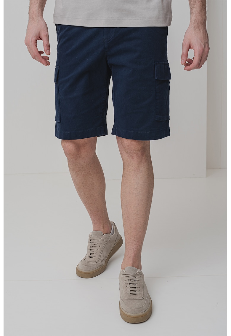 Pantaloni scurti cargo cu buzunare multiple - Albastru ultramarin