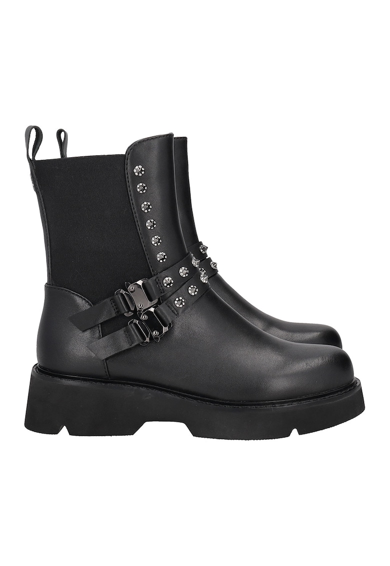 Ghete de piele cu toc - Negru
