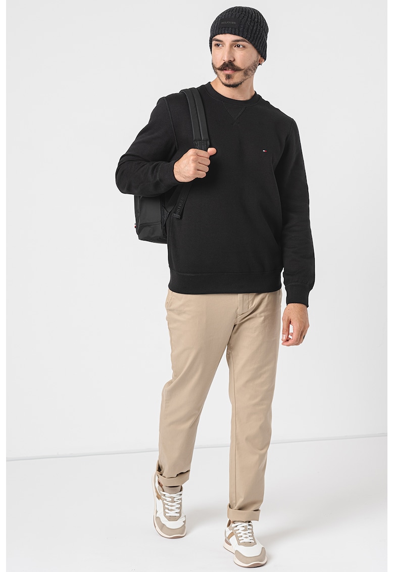 Bluza de trening regular fit cu decolteu la baza gatului - Negru