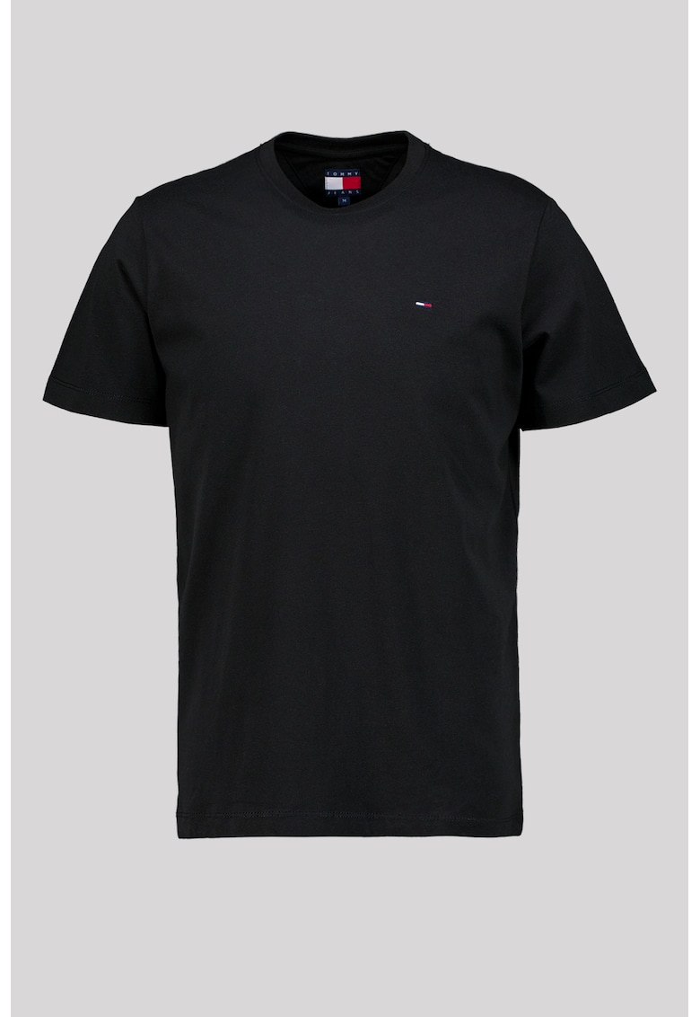 Tricou de bumbac organic cu decolteu la baza gatului - Negru