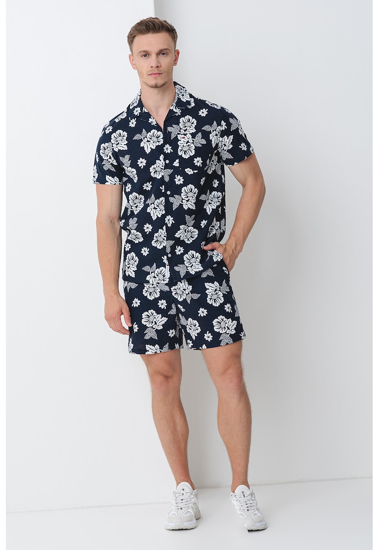 Oferte la Camasa cu imprimeu tropical - Alb murdar/Bleumarin