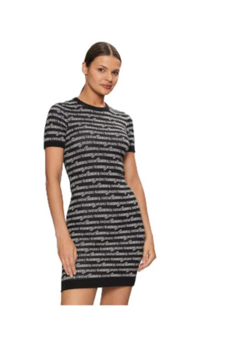 Rochie casual dama -  material sintetic - negru/alb