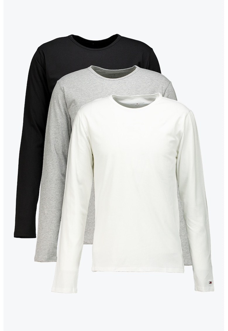 Set de bluze slim fit de casa - 3 piese - Alb/Negru/Gri melange