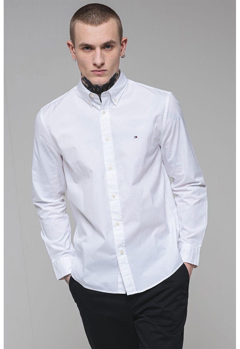 Camasa relaxed fit de bumbac - Alb optic