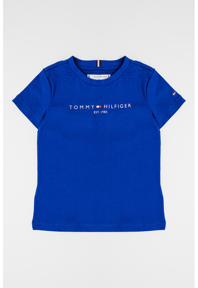 Tricou din bumbac organic cu imprimeu logo - Albastru deschis