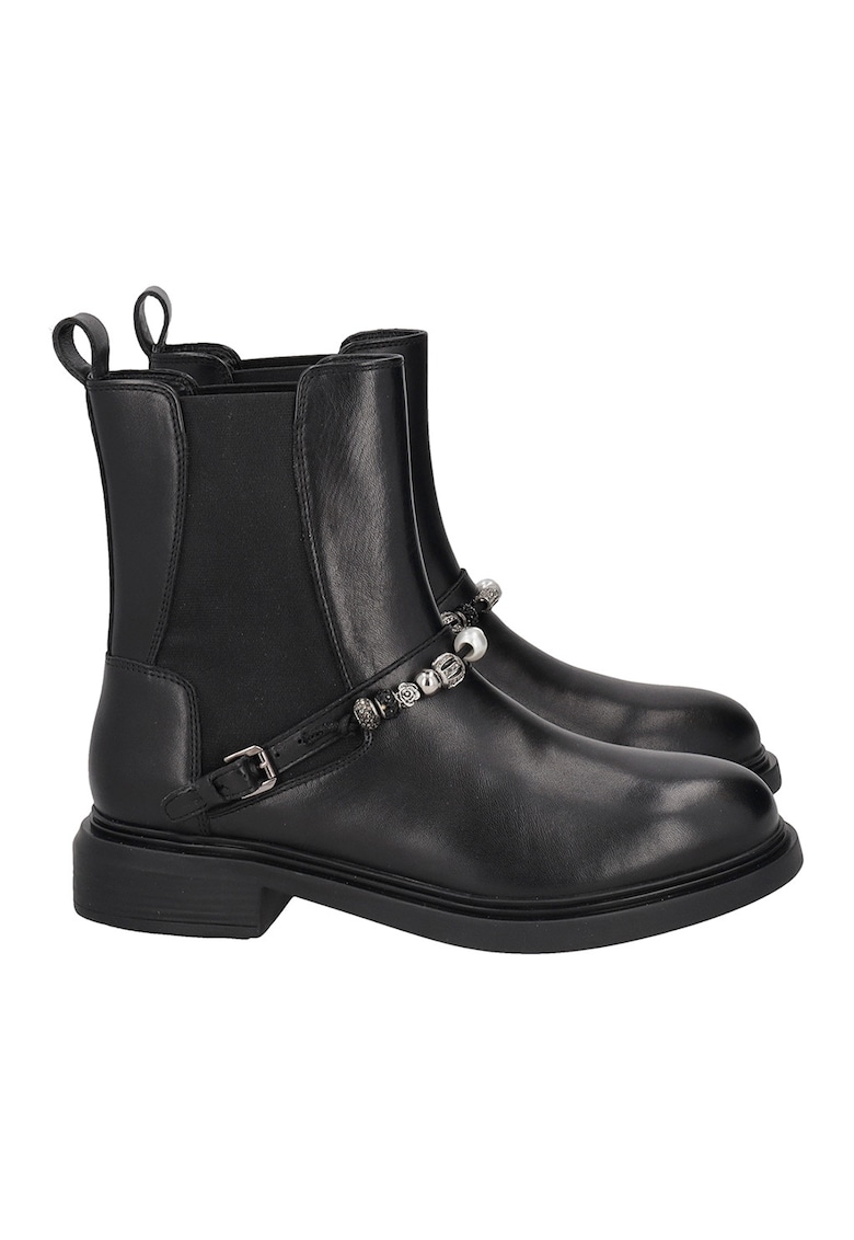 Ghete de piele cu aplicatie decorativa - Negru