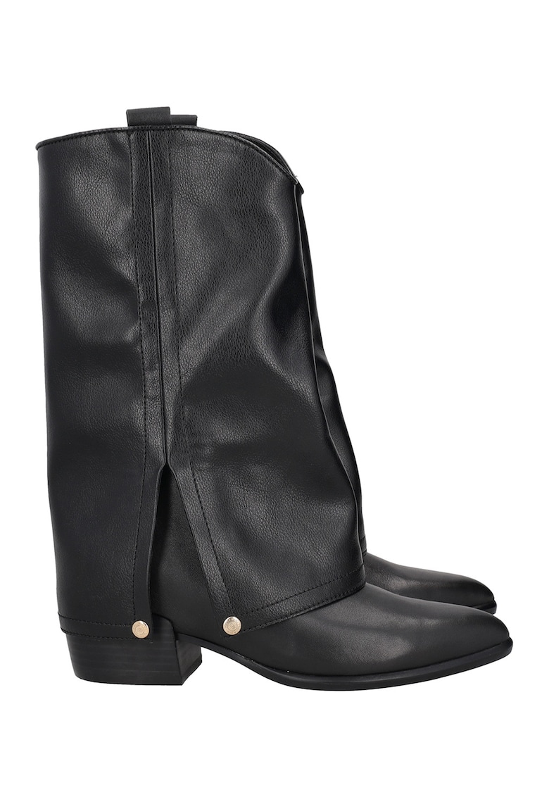 Cizme mid-calf cu strat suprapus Giselle - Negru