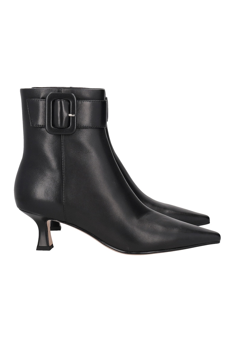 Botine de piele cu varf ascutit - Negru