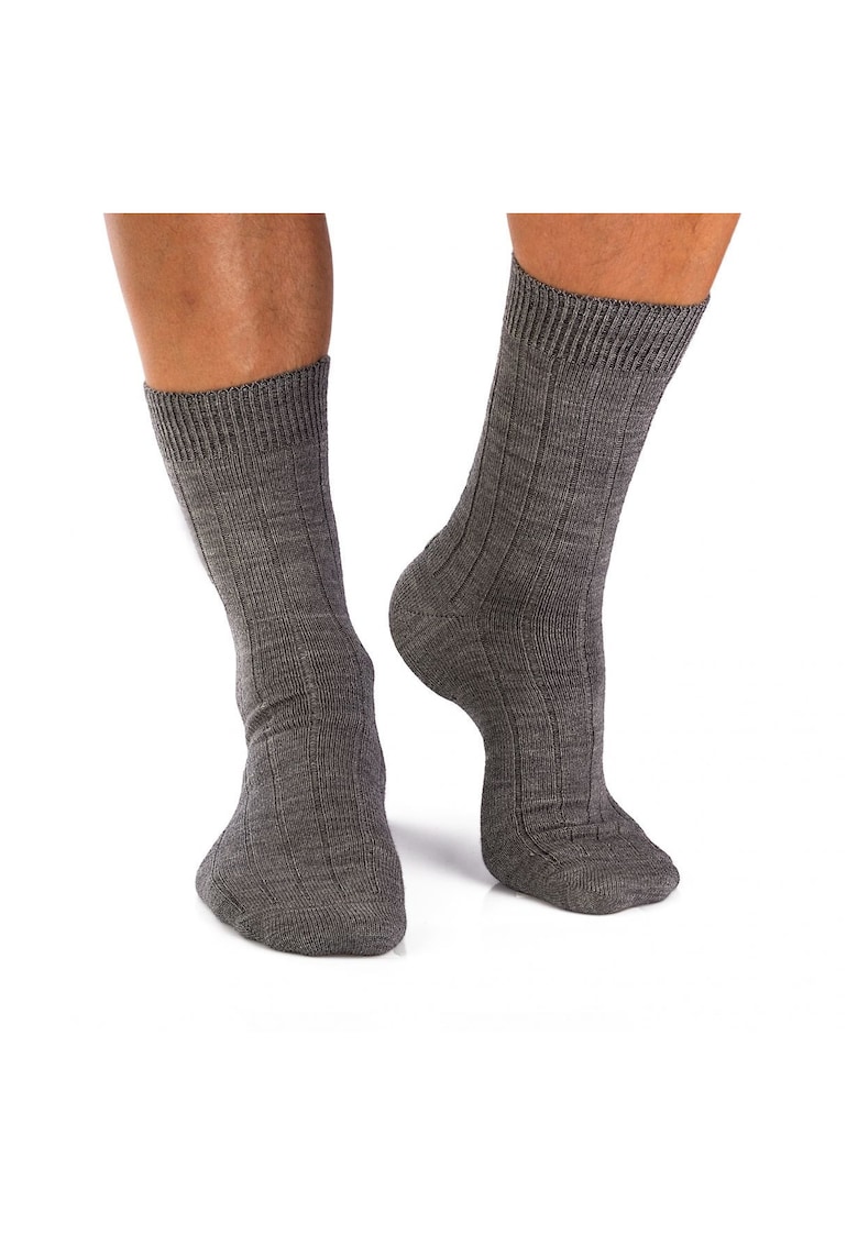 Sosete antibacteriene merino Warm Ribs Grey
