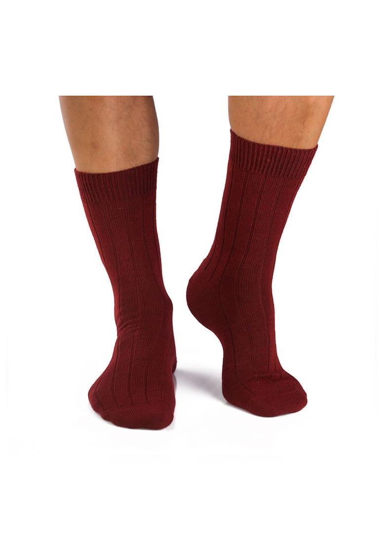 Sosete antibacteriene merino Warm Ribs Bordeaux