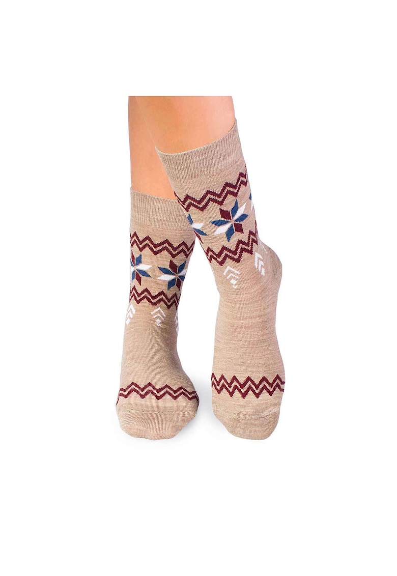 Sosete calduroase din lana merino Snow Bej - Bej