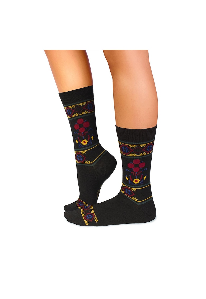 Sosete lana merino Ethno Fine Black -