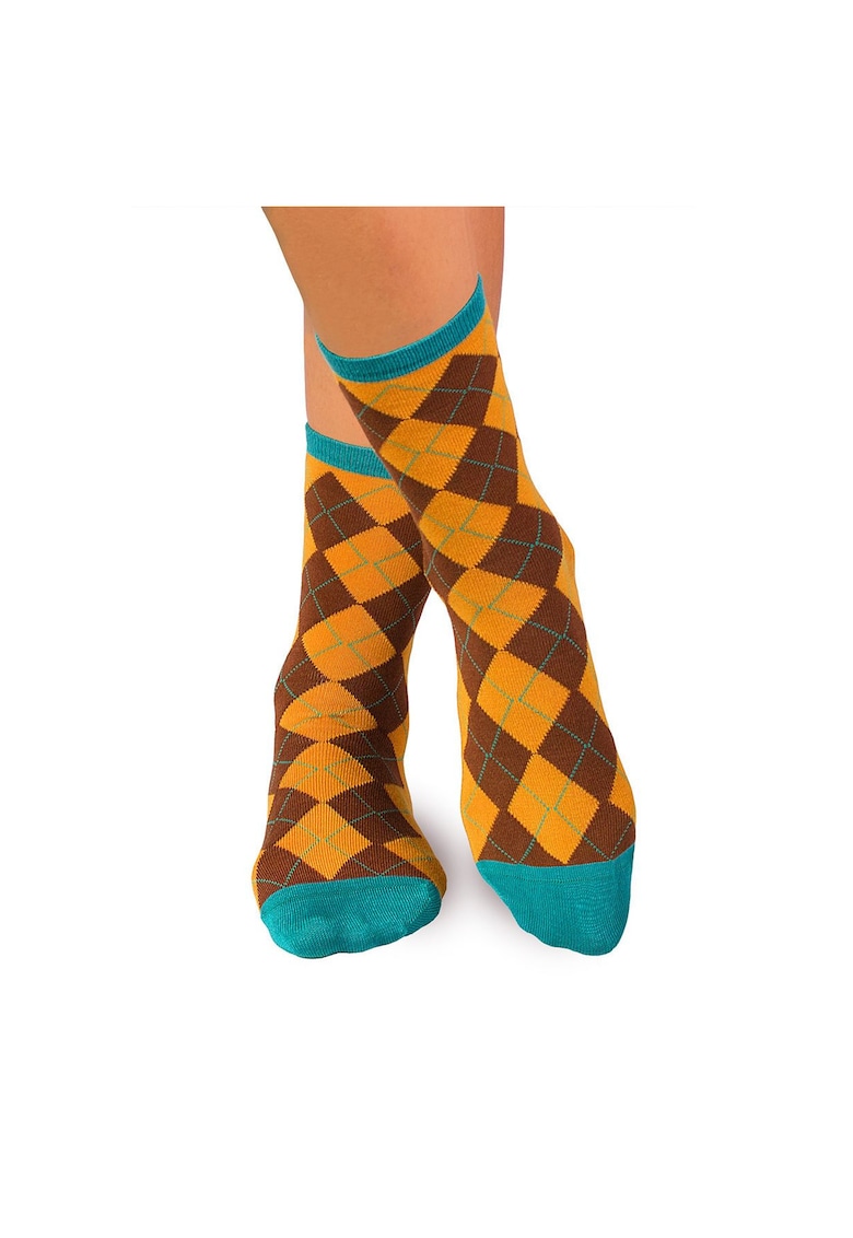 Sosete bambus Comfort Feet Argyle Yellow Brown
