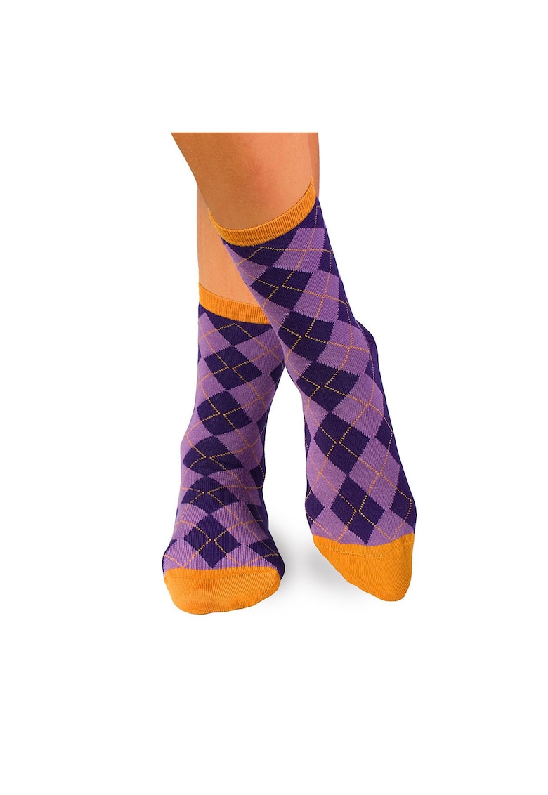 Sosete bambus - COMFORT FEET Argyle Purple Light