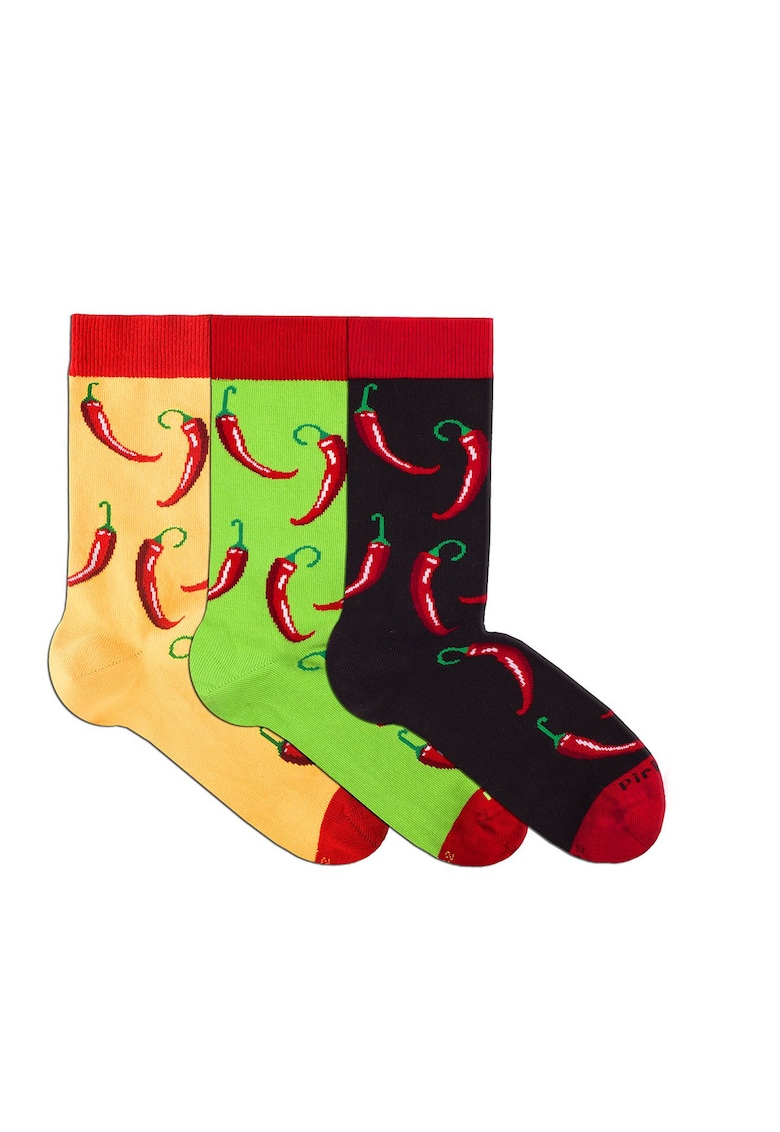 Sosete bumbac organic - BOX 3 COLOUR COTTON MEXICO CHILI PEPPER