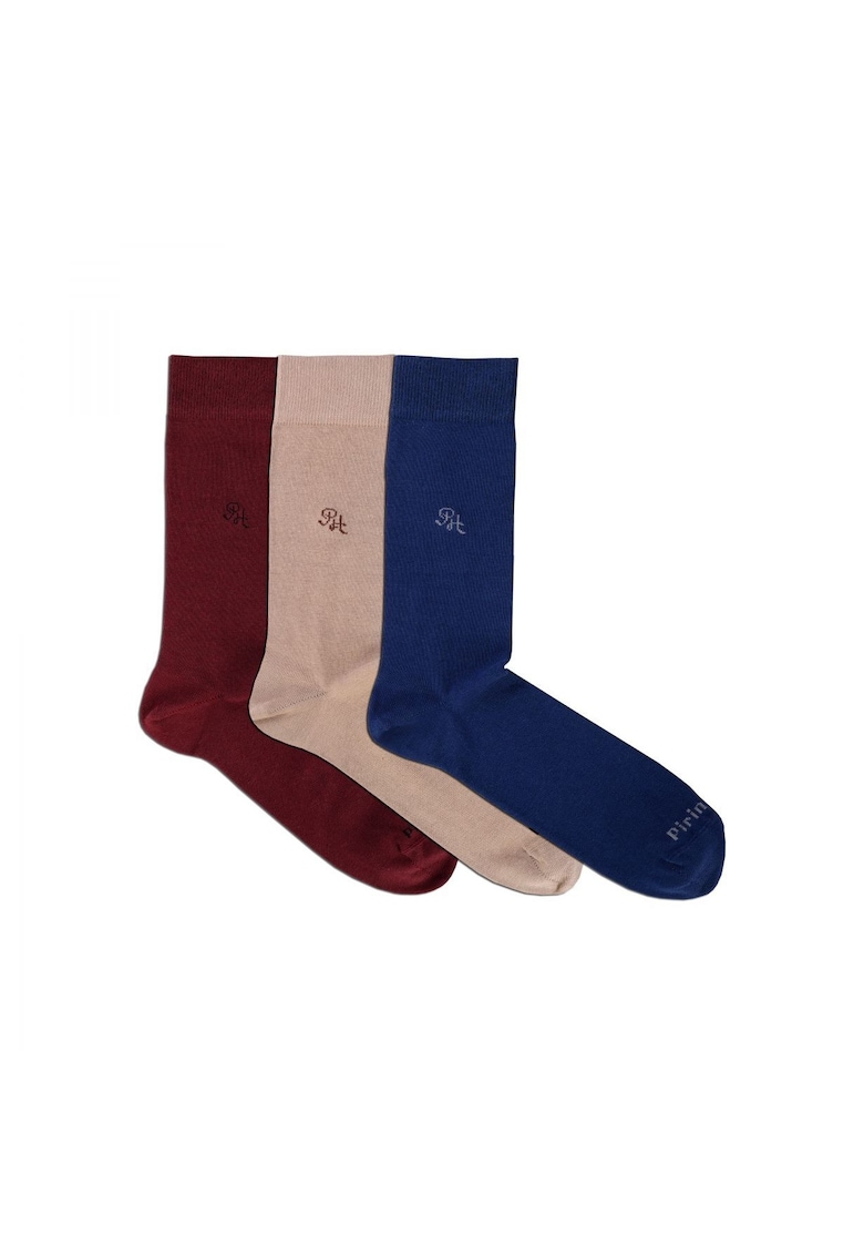 Sosete bumbac organic - cu dungi 98% COTTON RICH Box 3 Bordeaux-Beige-Jeans