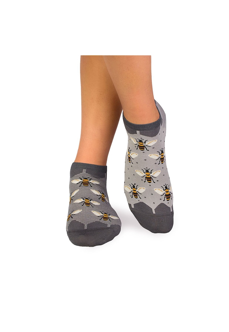 Sosete scurte bambus FINE BAMBOO Sneaker Bees - Gri