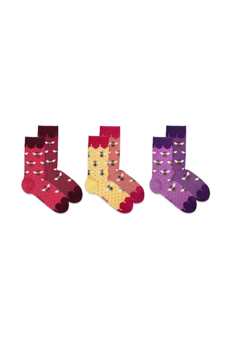 Sosete bambus CUTIE 3 FINE BAMBOO Albine - Violet Galben Coral