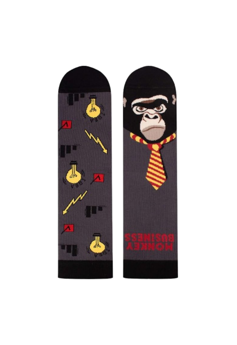 Sosete bumbac Arty Socks Maimuta Afacerista Antracit - Gri antracit