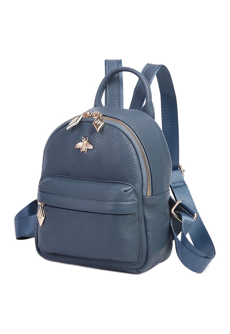 Oferte la Rucsac din piele cu buzunare exterioare Teya - Albastru prafuit