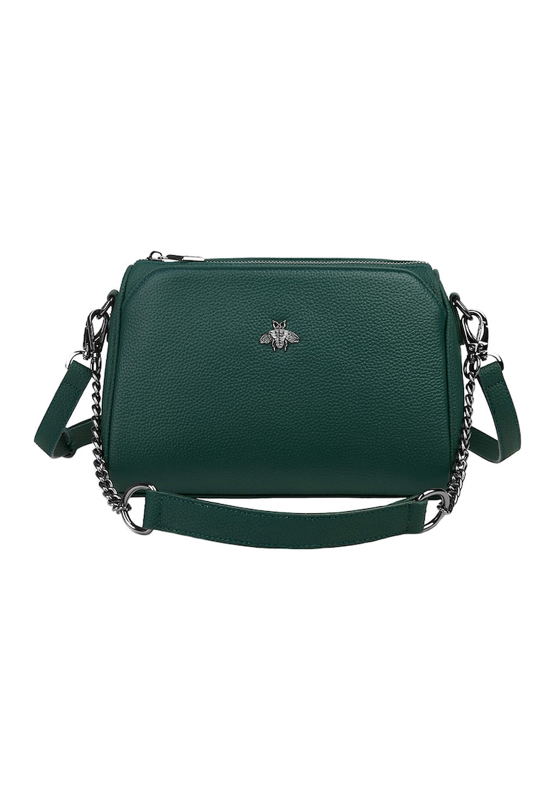 Oferte la Geanta crossbody Caro din piele - Verde englez - 17 x 25 x 10 cm