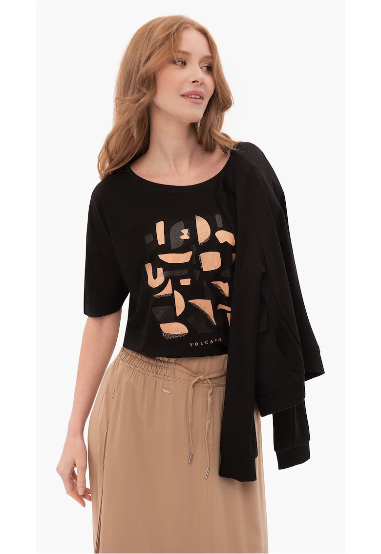 Tricou din bumbac pentru femei  T-Prime negru Comfort Fit - Negru
