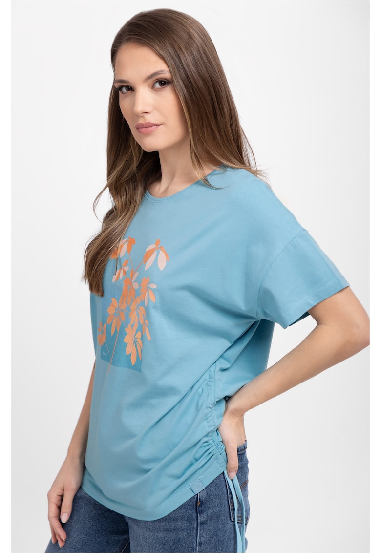 Tricou  T-Plants pentru femei - turcoaz cu frunze