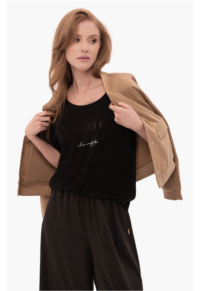Tricou oversize  T-Icon pentru femei - negru cu imprimeu