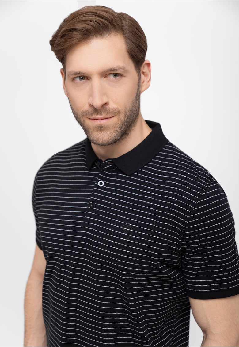 Tricou polo  O-Will pentru barbati - cu dungi bleumarin