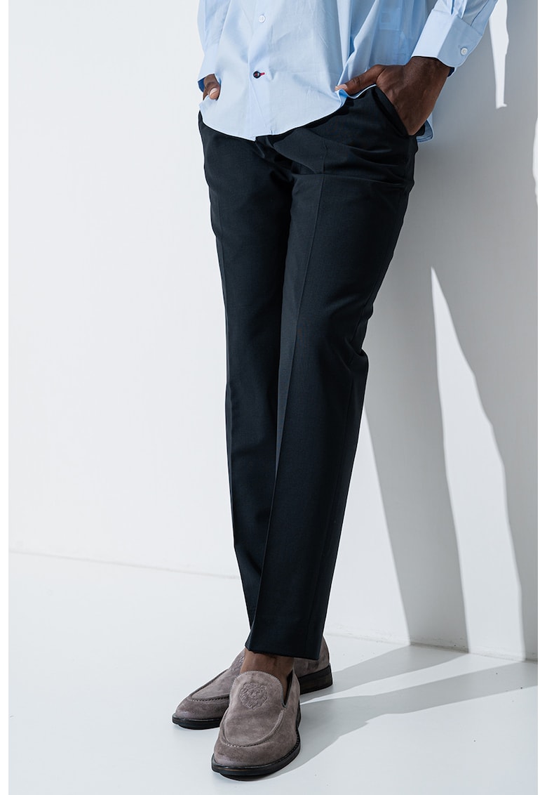 Pantaloni slim-fit din amestec de lana - Negru
