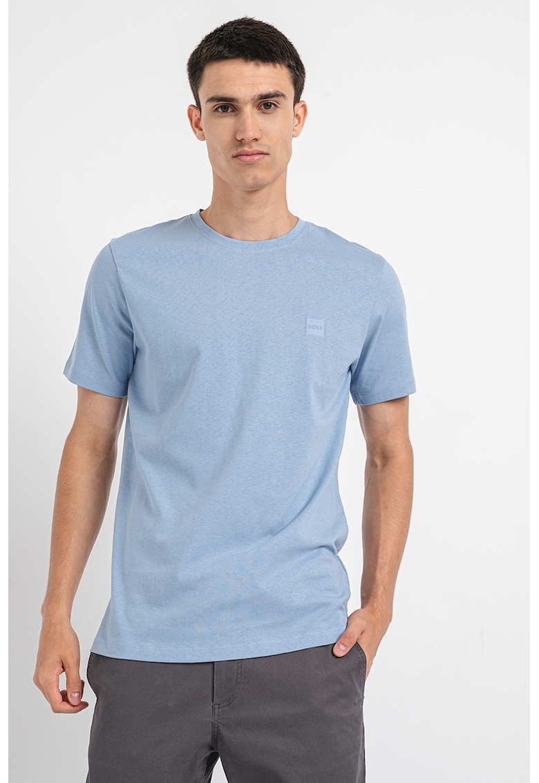 Tricou din bumbac cu aplicatie logo Tales - Albastru deschis