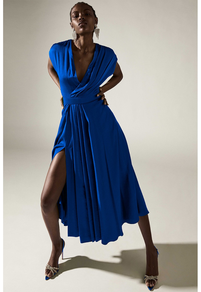 Rochie midi cu o curea asortata Segue - Albastru royal